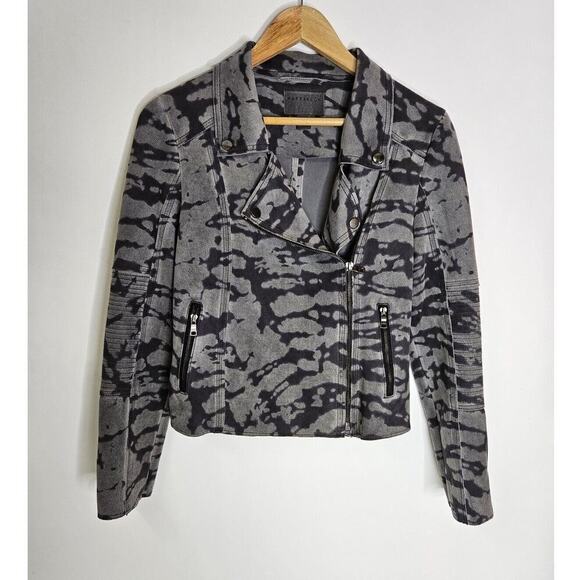Marrakech Moto Jacket Camo Gray Small Softshell Zip Pockets Asymmetrical Zip - Picture 2 of 7